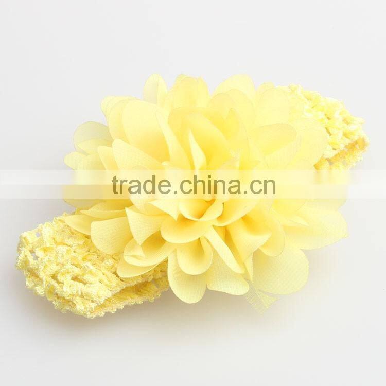 Wholesale cute handmade crochet baby headband with Chiffon flower