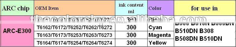 (ARC-E300) permanent cartridge reset chip for Epson ink cartridge B300 T6161/T6171/T6251/T6261/T6271 B510DN bk/c/m/y 300ml/pc