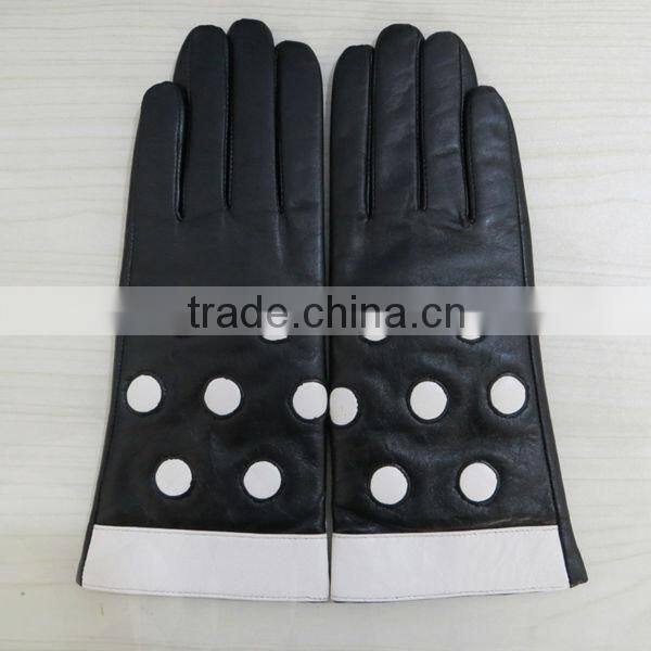 girls popular polar fleece lining fashion women leather gloves