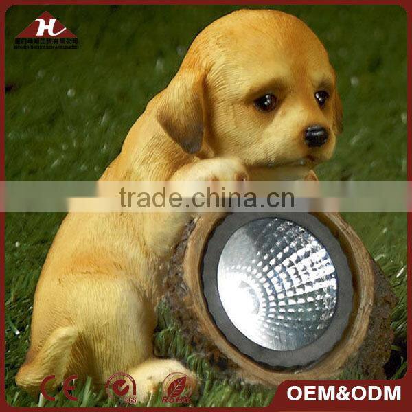 resin outdoor dog decor with led garden spotlight