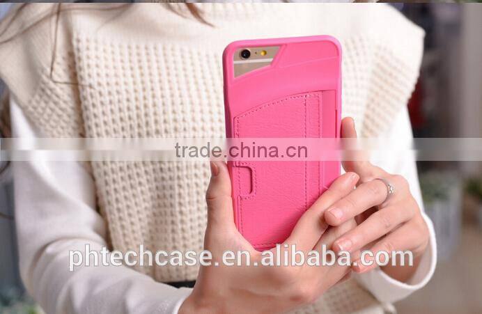 for iphone 6 credit card case TPU + PU leather Back Phone Case cover new style