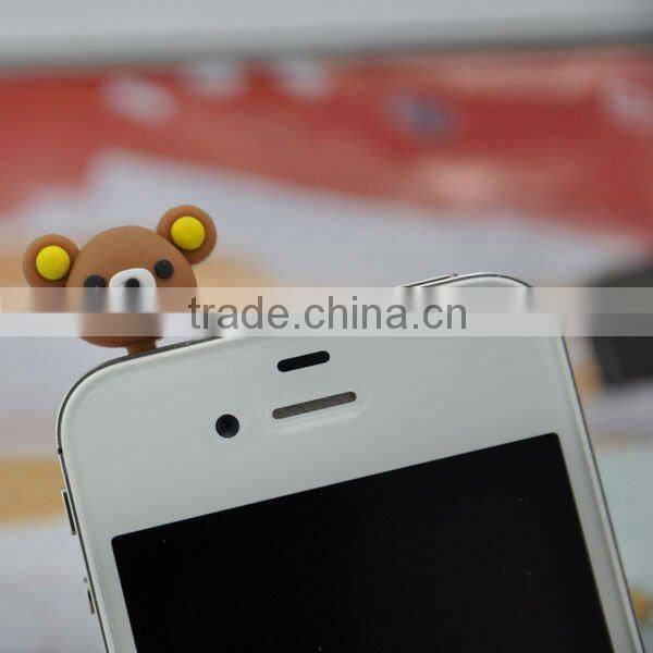 2013 3D cute bear design silicone dust plug