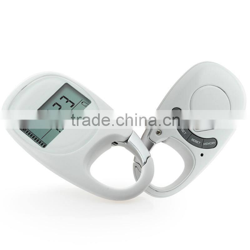 Step Count 3D Sensor Carabiner Pedometer With Goal Tracker Distance Calorie Measurement