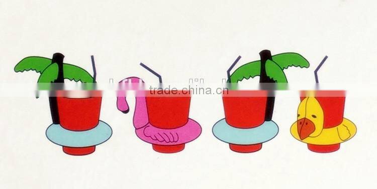 duck flamingo palm tree floating drink holder, pool party drink float