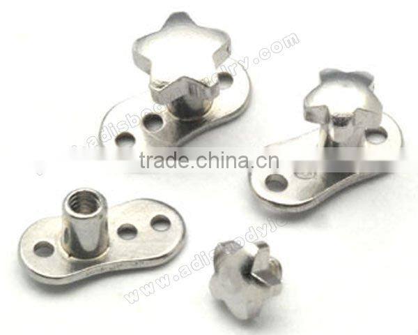 Skin diver piercing jewelry internal thread Titanium cone top dermal anchor