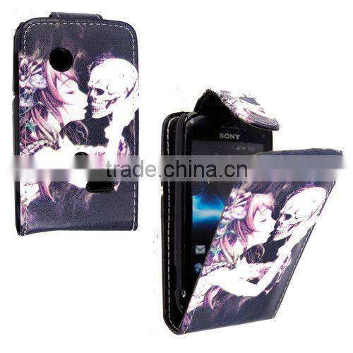 New printed pu leather flip case cover for Sony Xperia Tipo ST21i, cute cartoon leather case for Sony Xperia Tipo ST21i