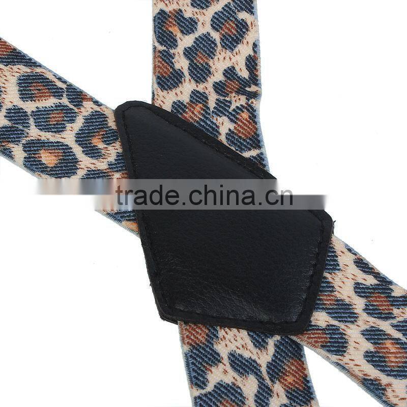 High quality girls pants jeans suspenders leopard printed X shape suspenders
