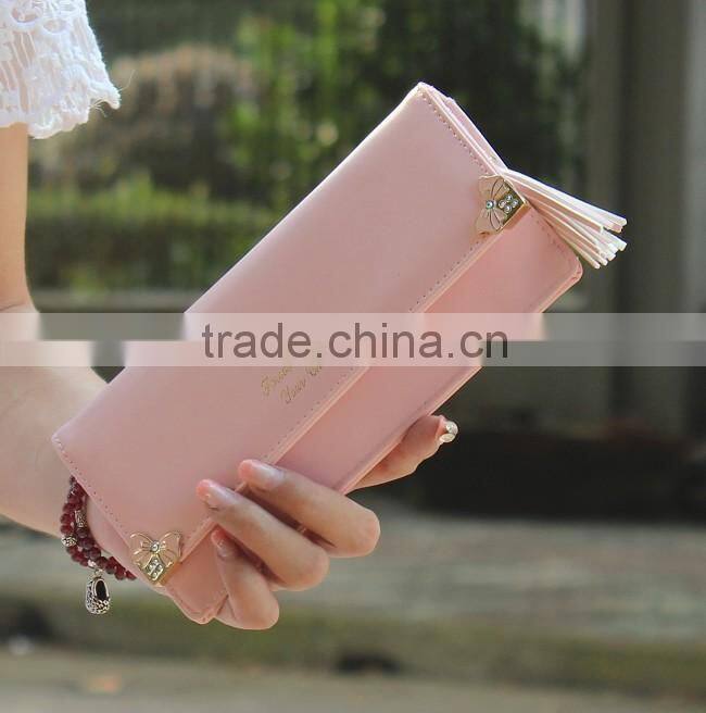Korean bowknot PU long women wallet
