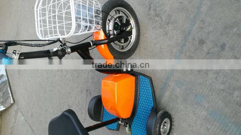 2015 foldable one front 16inch wheel, 2 back 8 inch wheel, three wheel electric scooter