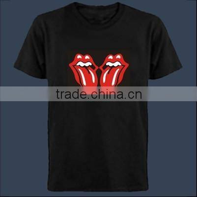 wholesale 100% cotton sould active led t-shirt / el t-shirt/el equalizer t-shirt