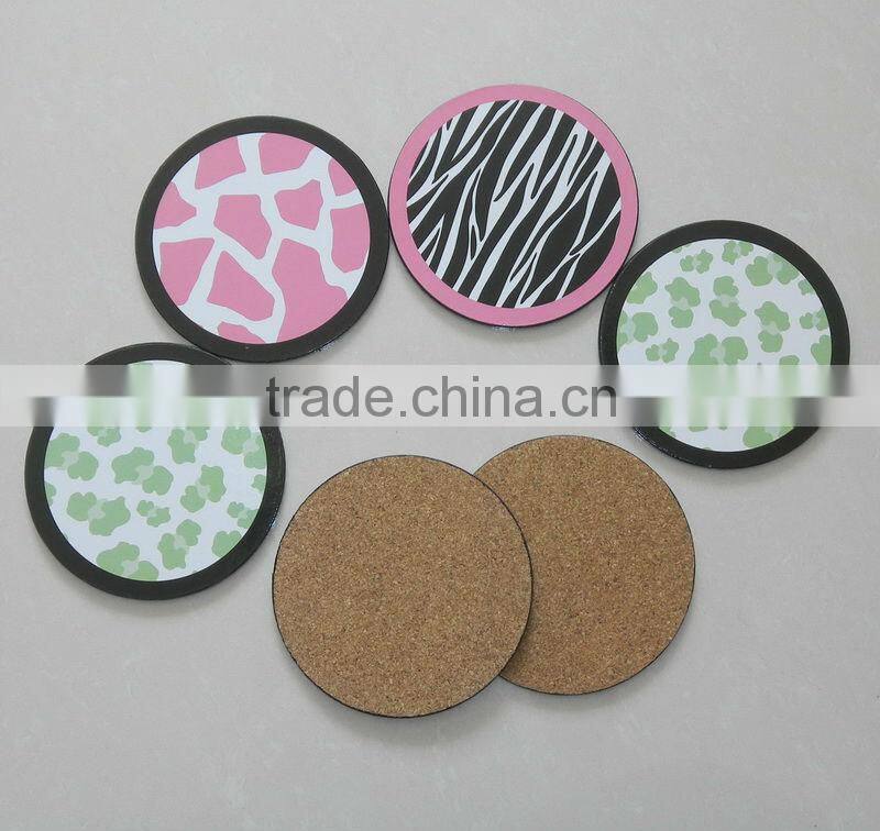 Custom made wood cup pad , cork mdf coaster set