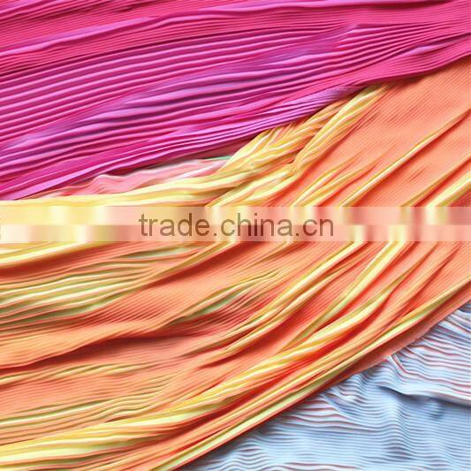 Two tone colors printed woven fabric pleated chiffon fabrics for girls party dresses