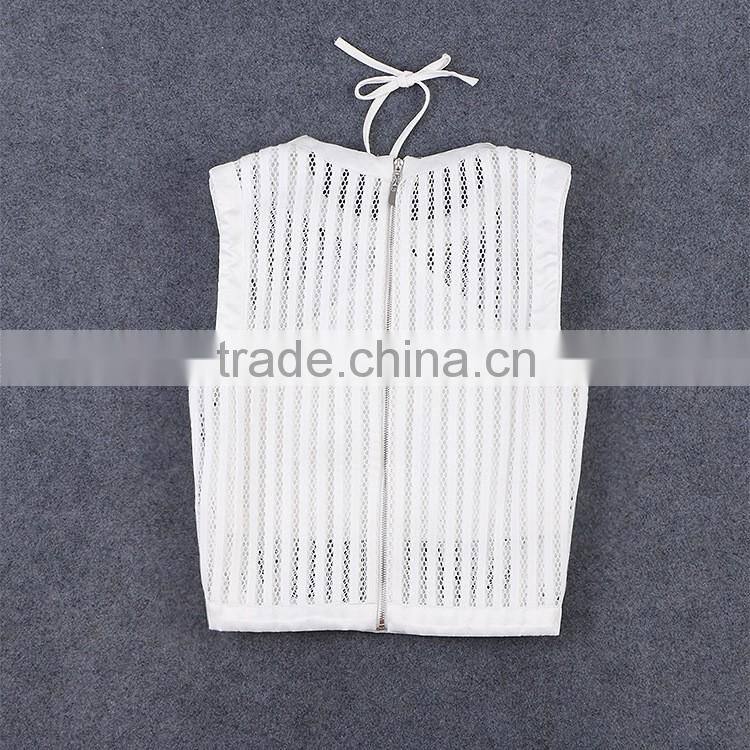 2016 Hot Sex Lady Tube Top Wholesale White Mesh Tank Top