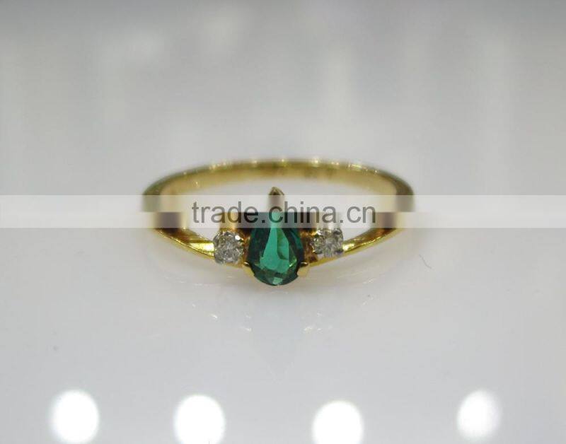 Diamond Gold Ring With Green Hydro 14K