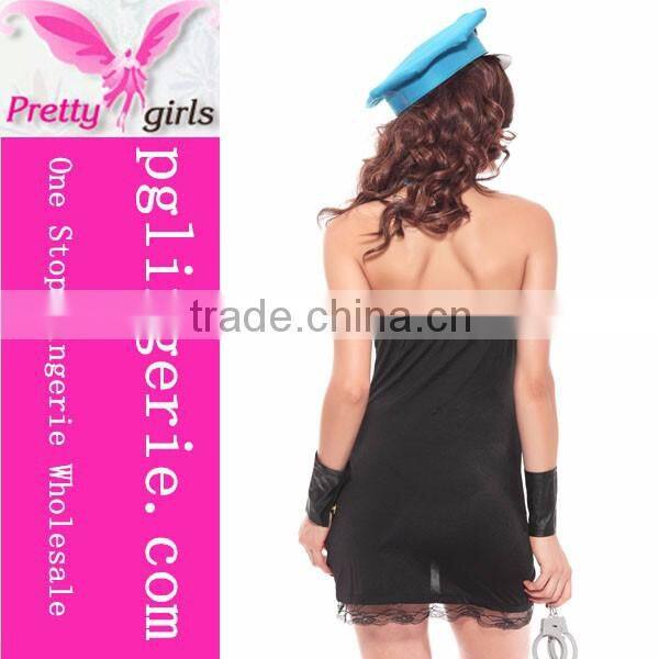 New arrival backless sexy patchwork cop uniform woman sex hot police costume