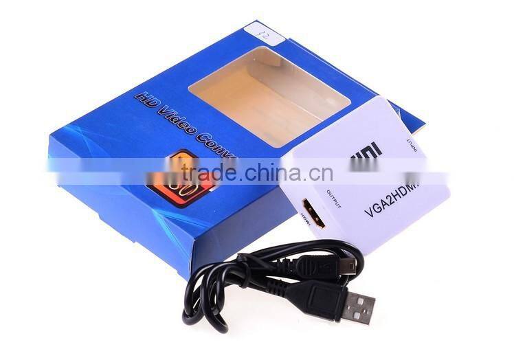 Hot sell Mini VGA TO HDMI Converter , Vga2hdmi Converter dengan with Audio 1080P 3D