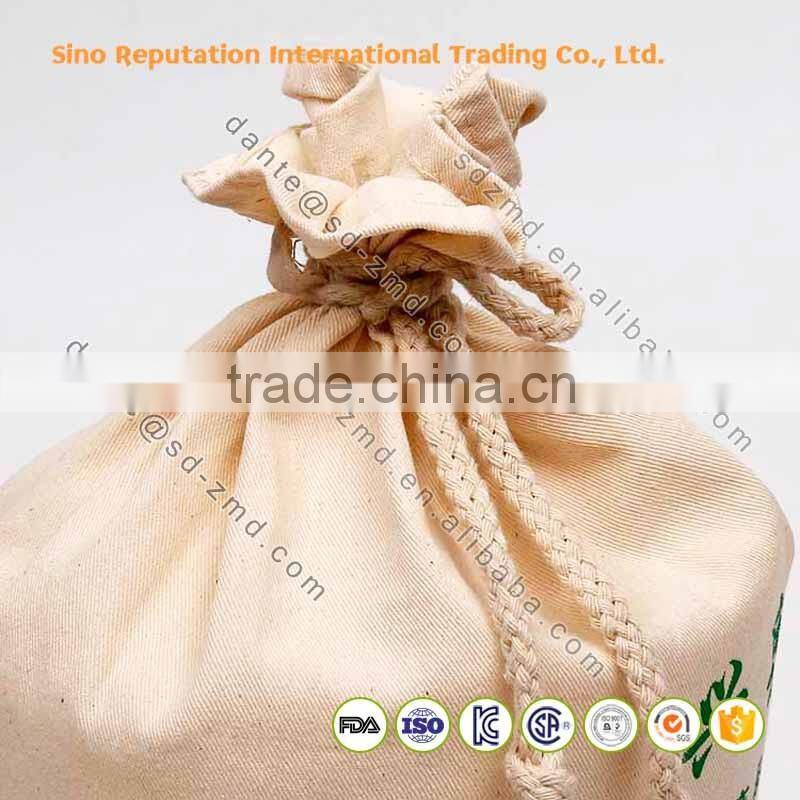 High quality cotton drawstring bag, dust bag for 30kg rice bag
