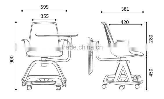 2016 creative design school chair with tablet