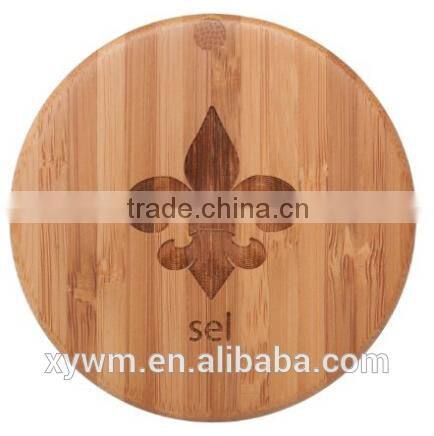 Kitchen Cylinder Gift Bamboo Wooden Round Salt Box