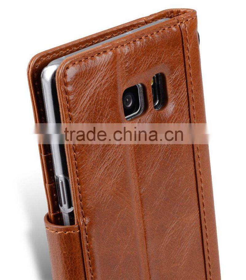 Strap Style Brown Wax Leather Mobile Phone Case for Samsung Galaxy Note 7