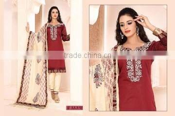 Sprightly Maroon Cotton Churidar Suit/fashion Churidar Suit online
