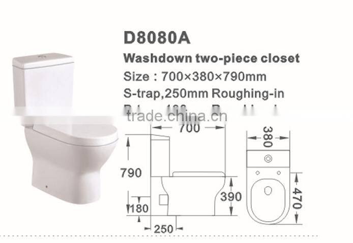 Western Style Bathroom Sanitary Ware Ceramic European Market Toilet D8080A