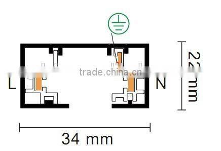 3 wires Aluminum linear track light track rail 100cm 150cm 200cm