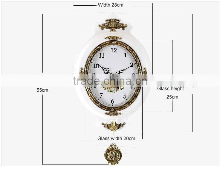 Antique Retro Wood Oval Shape Wall Clock With Pendulum