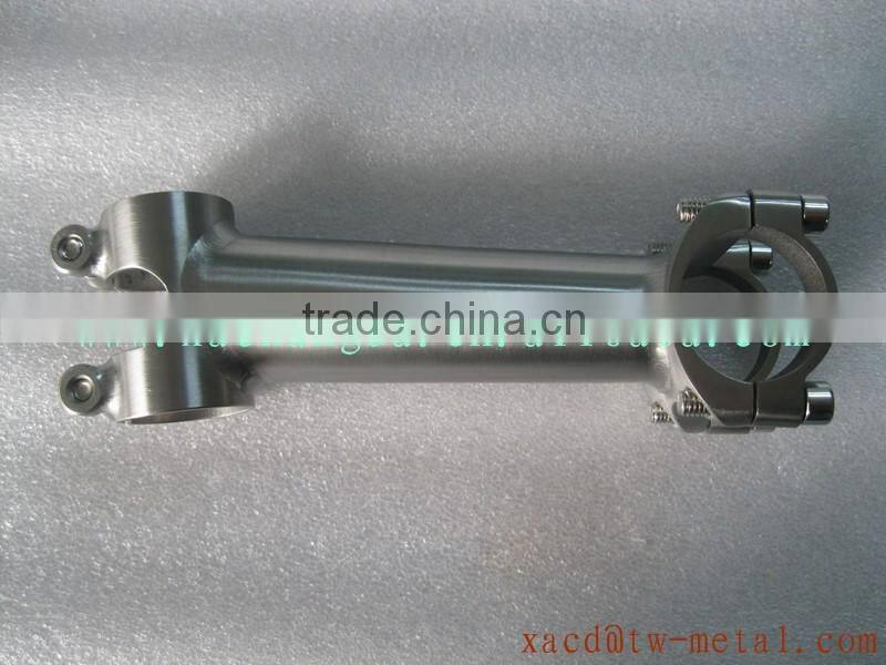 Custom titanium XACD bike stem make titanium bicycle parts with handing brush finished titanium bicycle stem