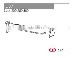 Popular chrome metal slatwall double hook with logo display board D89