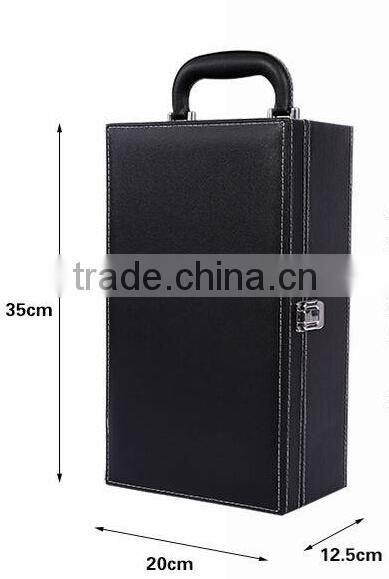 Wholesale wine leather box Two Bottles Wine Packaging Boxes High Quality Red Black Brown Color