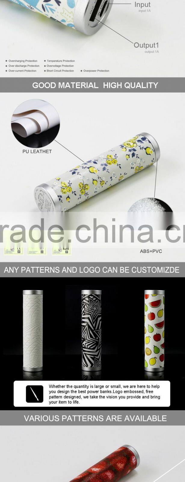 Full capacity blue lipstick christmas gift power bank 2600mah