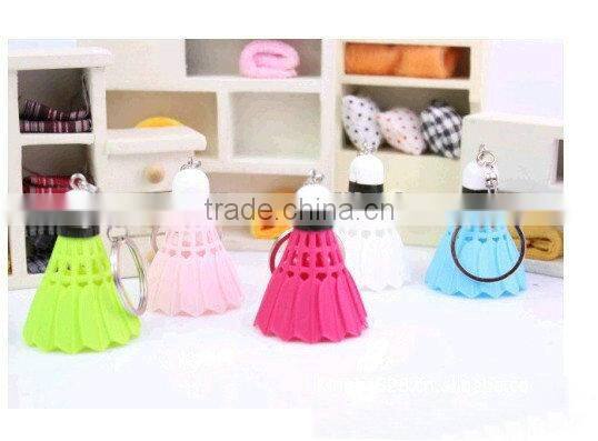 Colorful real feather badminton key /ring chain, cheap price promotion badminton keychain