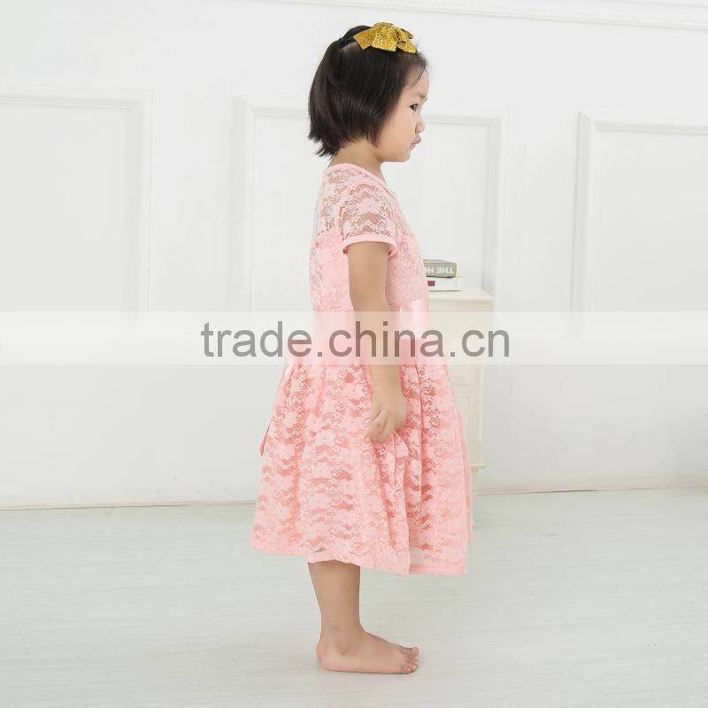 New girls wedding dress applique designer one piece lace stitching party dress baby frock design pictures