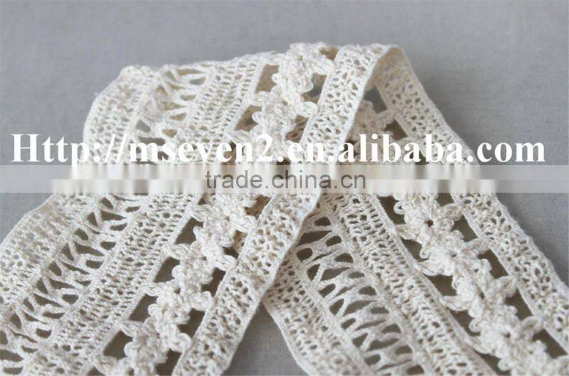high quality design lace in 7.2cm 100% cotton embroidery running yardage for sale