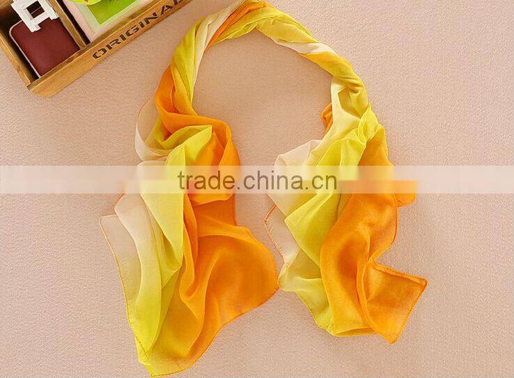 Wholesale Cheap Fashion Chiffon Scarf Womens High Quality Gradual Colors Chiffon Georgette Silk Scarves Shawl Female Long Design