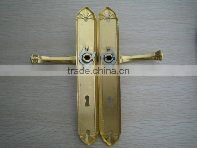 press and gold plated door handle and lock