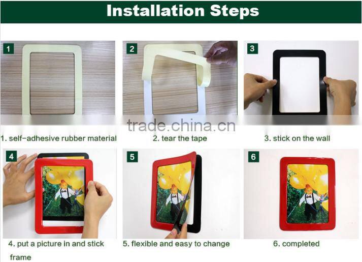 Advertising product 4" x 6" fridge magnet photo frame Color soft PVC photo frame stick on the wall