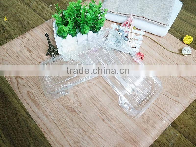 OPS clear lock-hinged cheese cake box container rectangular