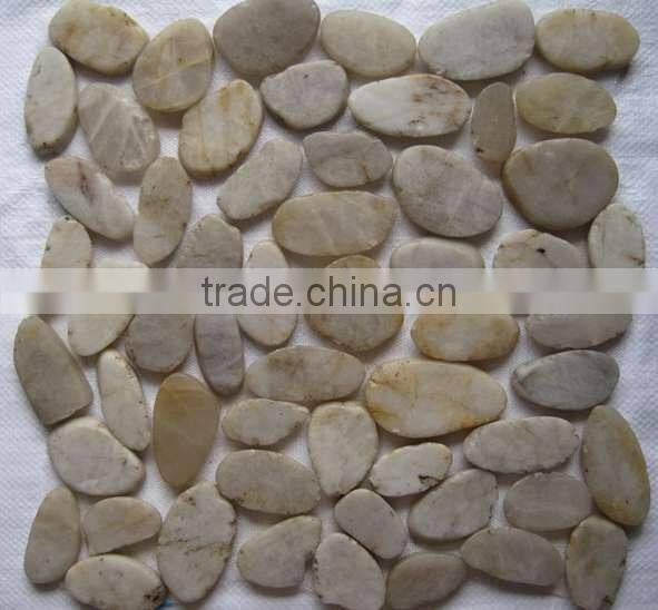 Pebble Stepping Stone White Pebble Tiles For Floor Shower