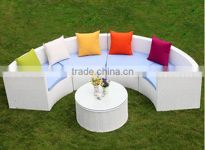 white PE rattan half round outdoor sofa set for wedding party events LQ-A612