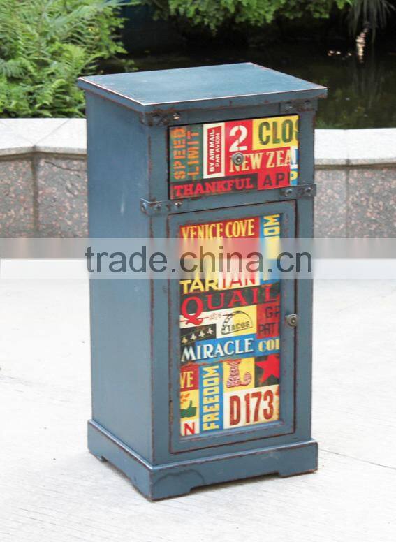 antique blue wooden bed room Cabinet