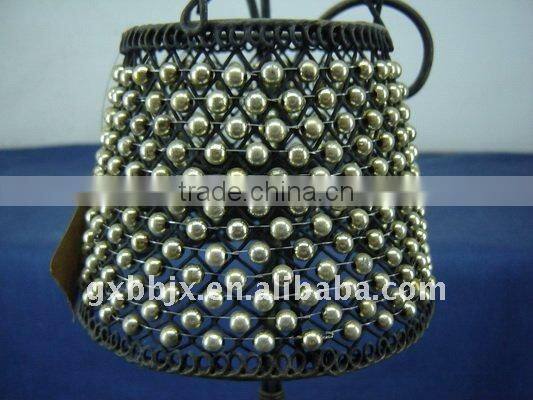 White pearl black wire decorative desk metal lantern