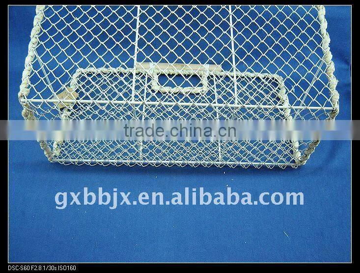 White wire woven magazine&file storage cabinet holder