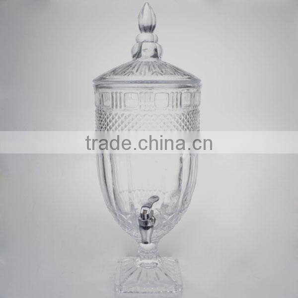 large size machine pressed beverage used glass dispenser with tap