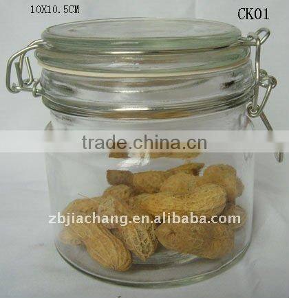 air-tight mini cylinder glass storage jar with metal clip top