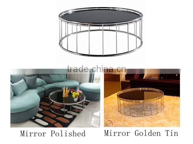 Round coffee table with metal base