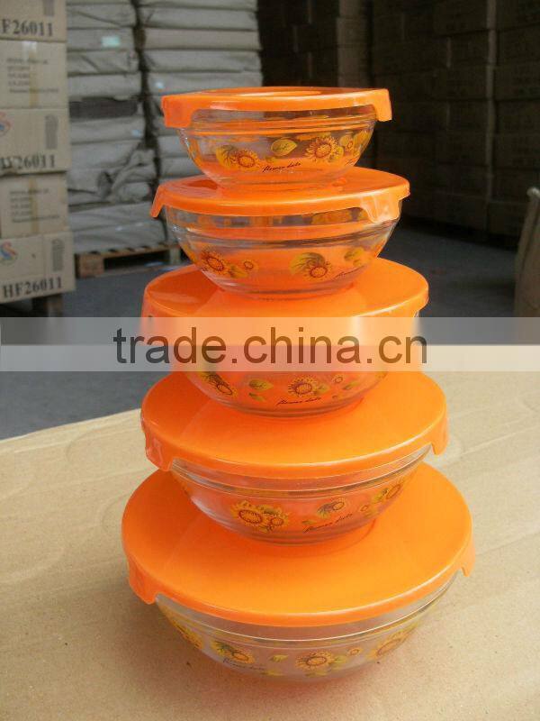 durable transparent glass food storage bowl