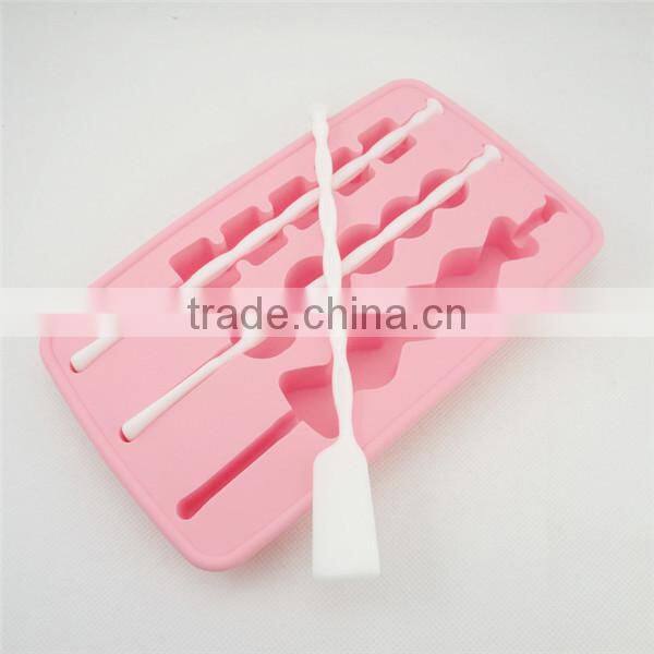 Funny Sugar-coated berry shaped 3 cavity silicone ice tray mold with sticks