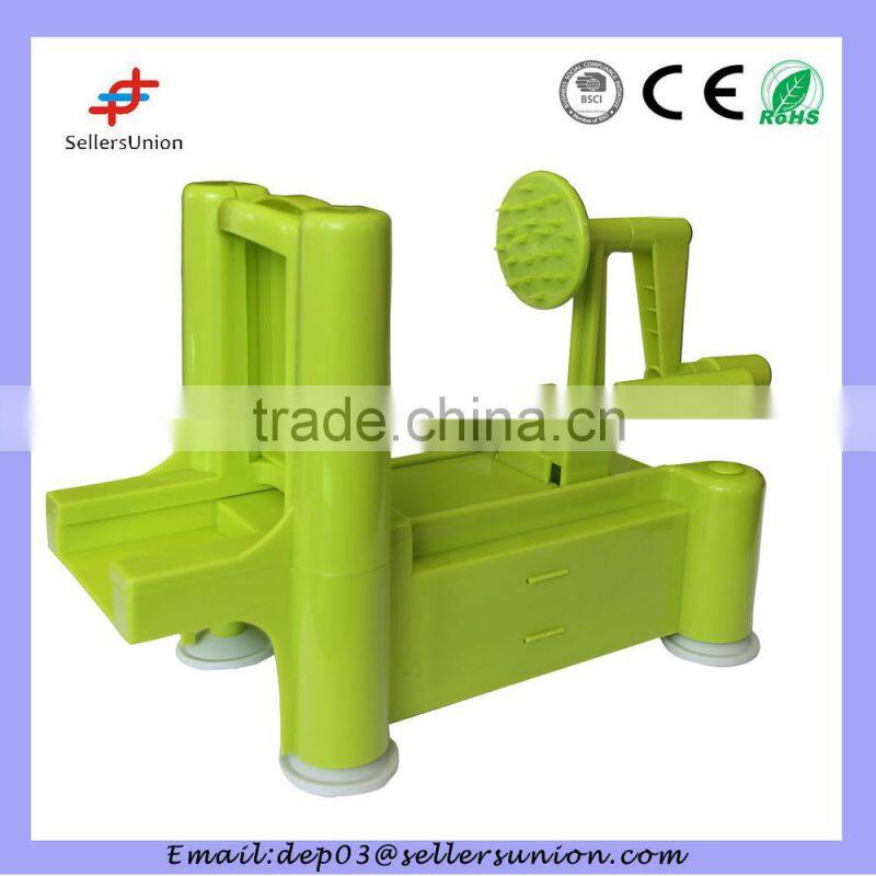 Spiral Manual Fruit Vegetable Cutter, As Seen On Tv Tri-blade Plastic Spiral Vegetable Slicer